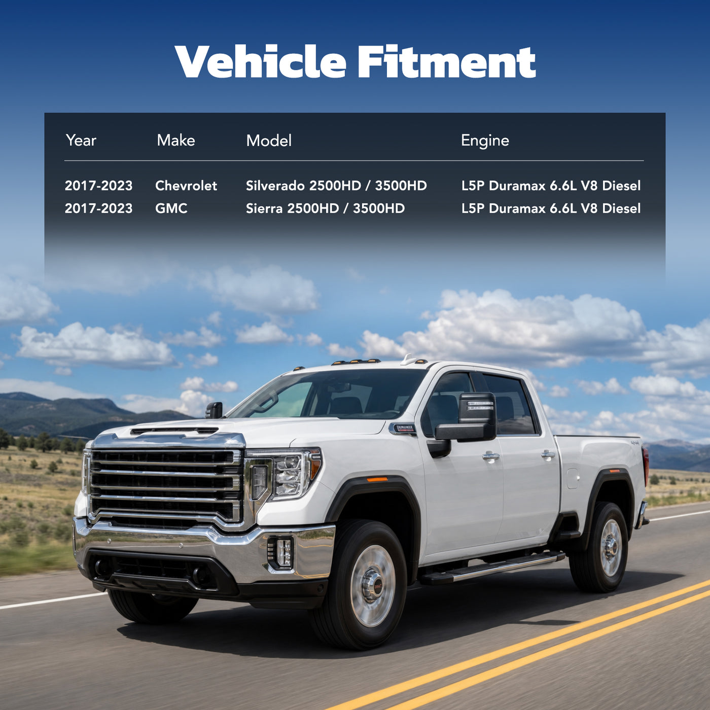 Tubo de escape de 3.5 pulgadas para Chevy/GMC Silverado/Sierra L5P Duramax Diesel 6.6L (2017-2023).