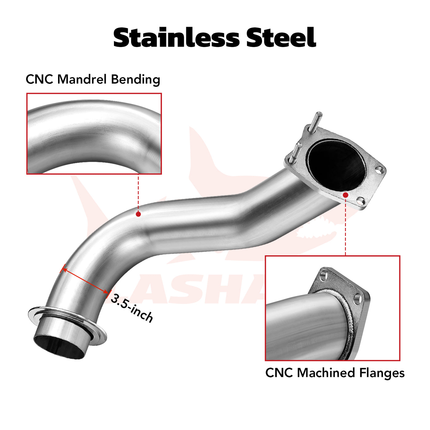 Tubo de escape de 3.5 pulgadas para Chevy/GMC Silverado/Sierra L5P Duramax Diesel 6.6L (2017-2023).