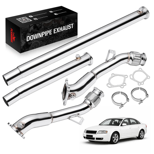 Catless Downpipe Exhaust for 1997-2005 K04/RS6 Fits Audi S4 B5 A6/Allroad C5 2.7T Bi Turbo 3-2.5 Inches