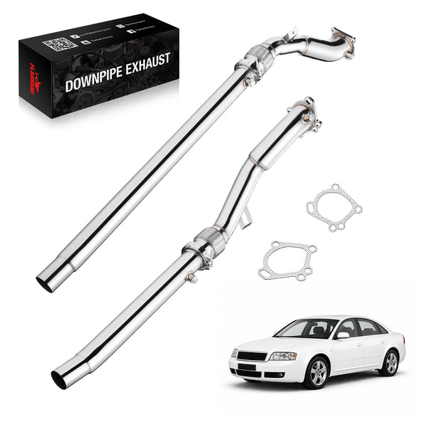 Catless Downpipe Exhaust for 1997-2005 K04/RS6 Fits Audi S4 B5 A6/Allroad C5 2.7T Bi Turbo 3-2.5 Inches