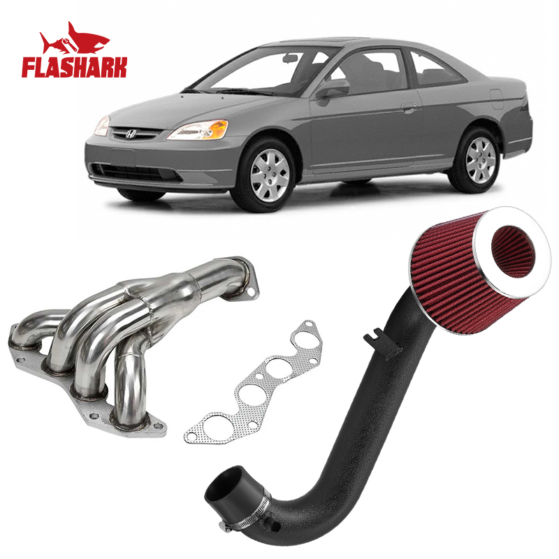 Short/Long Tube Headers For 2001-2005 Honda Civic DX/LX/EX D17A1/D17A2 1.7L 4CYL