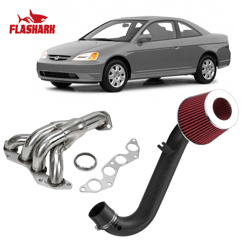Maxport Exhaust Header For Honda Civic EX 2001-2005 – 1.7L L4 Stainless Steel, Polished
