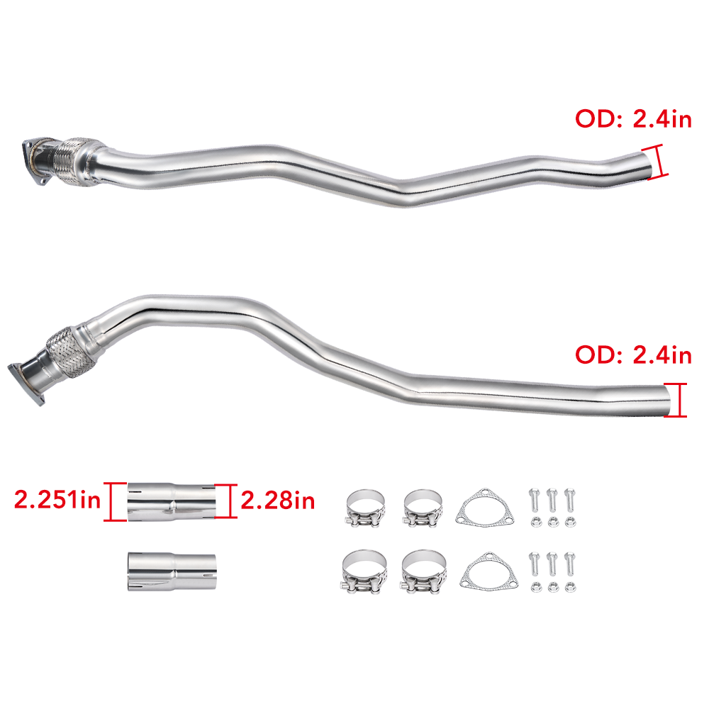 Flashark 2.4" Stainless Steel Downpipe Exhaust for 2010-2016 Audi S4 B8/B8.5 3.0T V6 Flashark