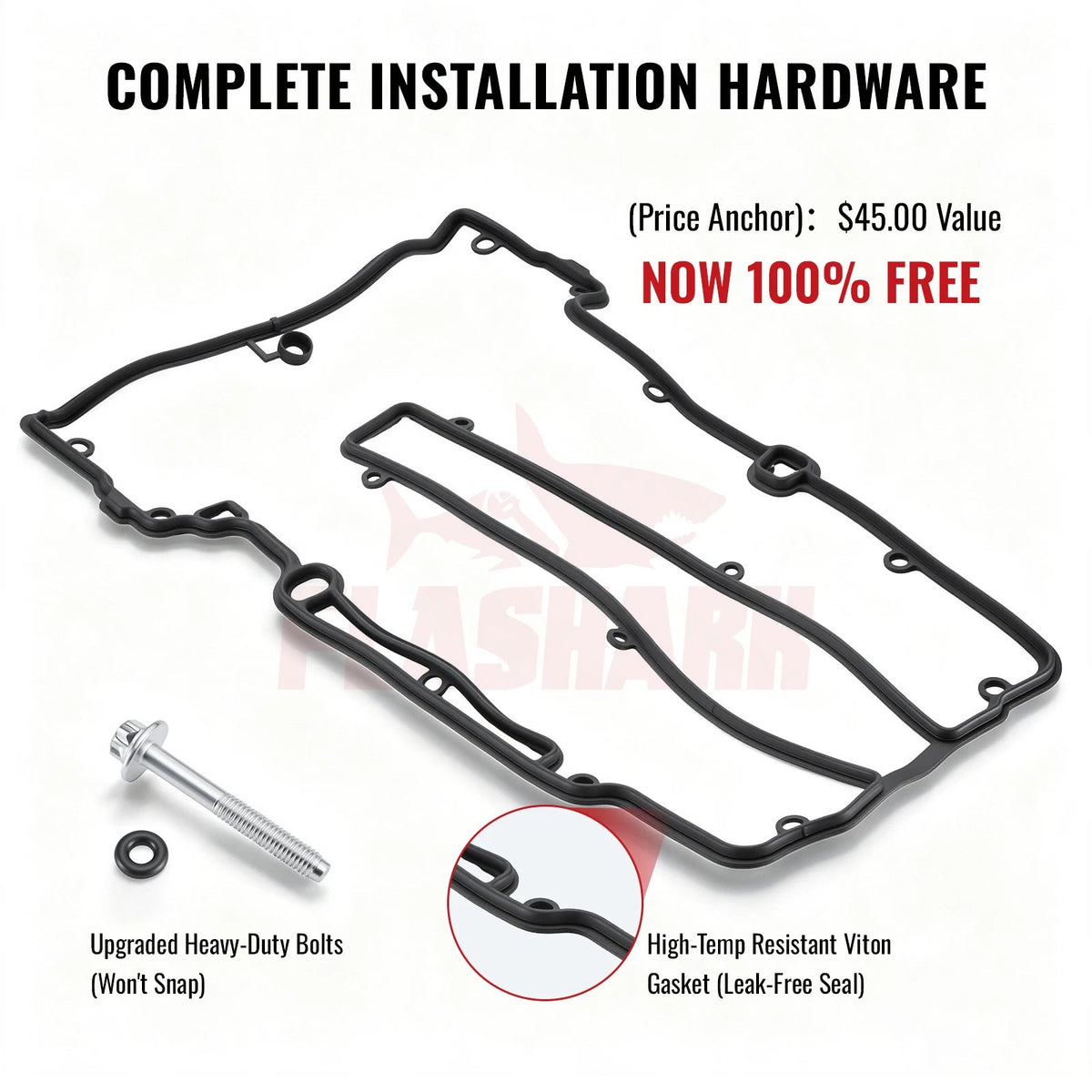 Flashark Aluminum Valve Cover Kit with Gasket, Bolts & Oil Filler Cap for Chevy Cruze 1.4L Flashark