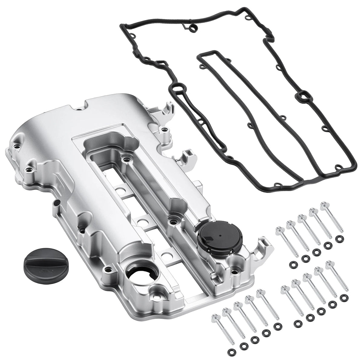 Flashark Aluminum Valve Cover Kit with Gasket, Bolts & Oil Filler Cap for Chevy Cruze 1.4L Flashark