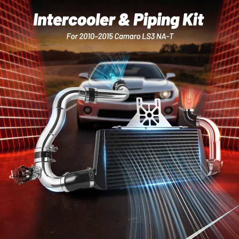 Flashark Intercooler + Piping Kit for 2010–2015 Chevrolet Camaro LS3 V8 (Single Turbo NA-T Swap) Flashark