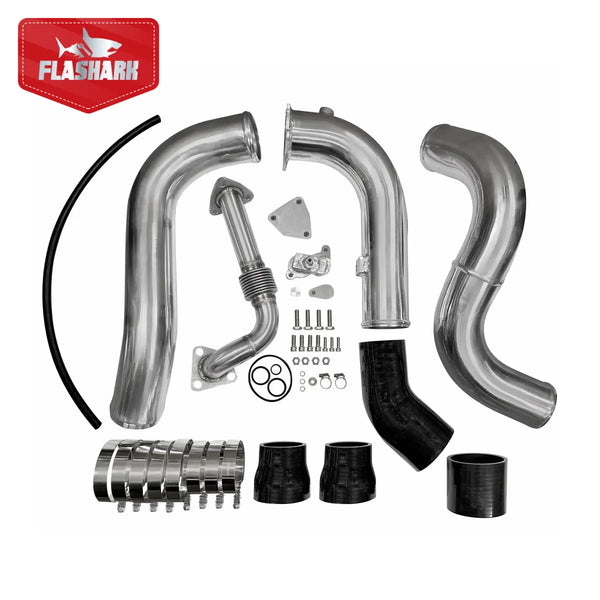 For 16-19 Nissan Titan 5.0L Cummins EGR Delete Kit+Hot Side Intercooler Piping Kit+UP-Pipe Flashark