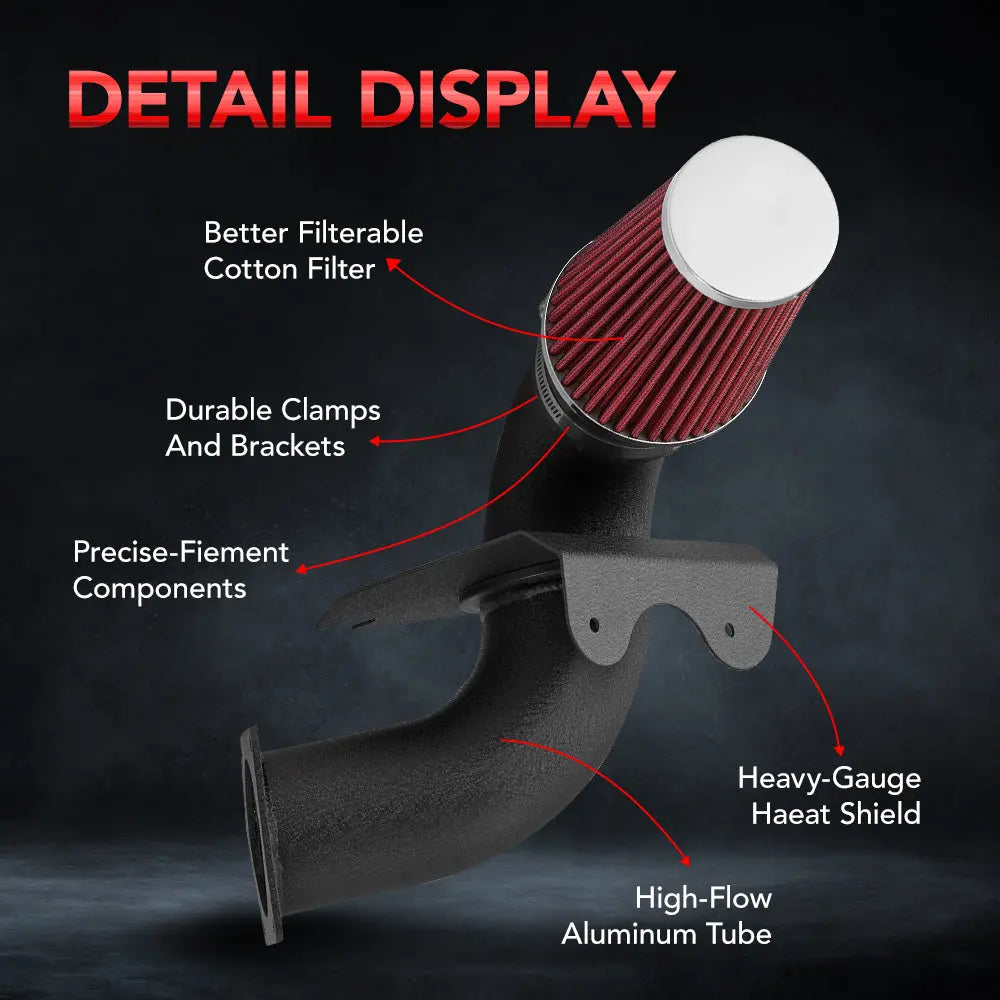 Zoncar Cold Air Intake Kit W/ Red Filter For Ford Mustang GT 1996-2004 4.6L V8 – 3-Year Warranty
