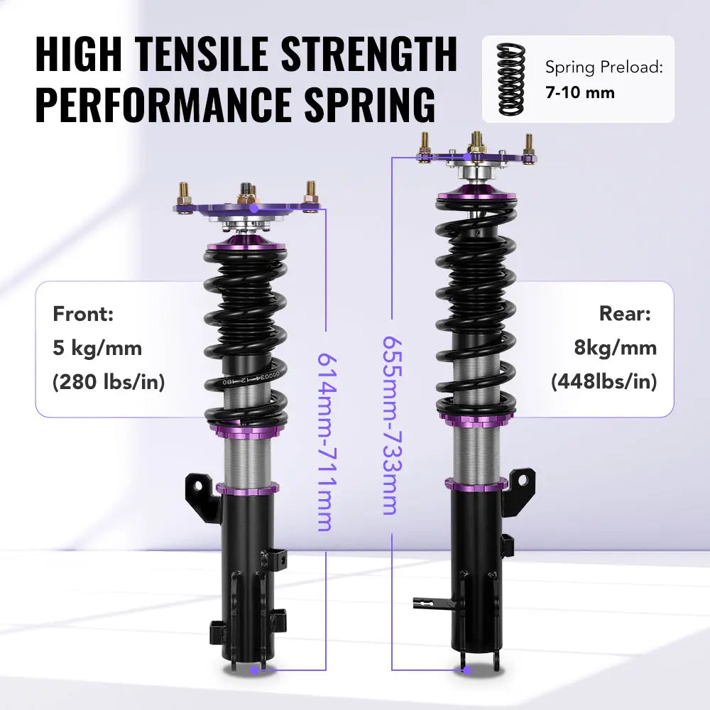 For 2003-2008 Hyundai Tiburon (HM/HN) Coilover Shock Absorbers Struts w/ 32-Way Damping Force Adjustment Flashark