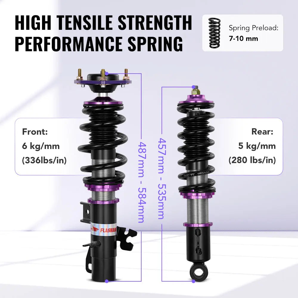 For 2007-2015 MINI Cooper FWD (R56/R57/R58/R59) 32-Way Damping Coilover Shock Absorbers Struts | Flashark Flashark