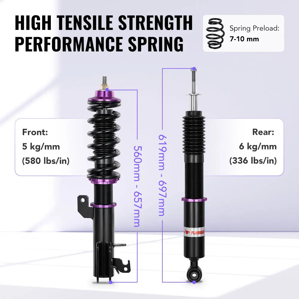 For 2009-2014 Honda Fit 2009-2024 Honda City Coilover Shock Absorbers Struts 4PCS Flashark