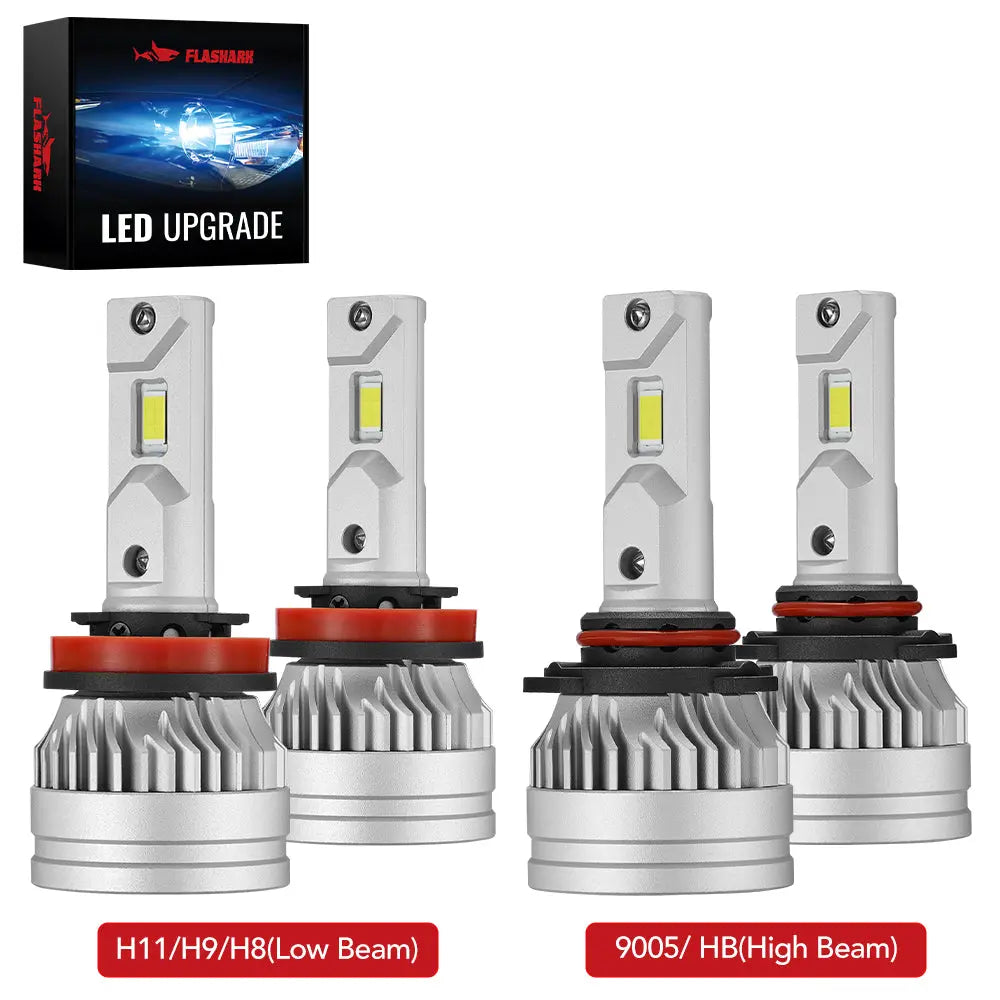 X3S H11/H9/H8 9005/HB3 100W 6500K 22000LM White IP67 LED Headlight Bulbs 2 Pairs Flashark
