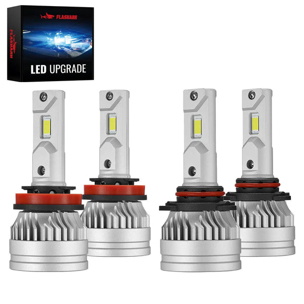 X3S H11/H9/H8 9005/HB3 100W 6500K 22000LM White IP67 LED Headlight Bulbs 2 Pairs Flashark