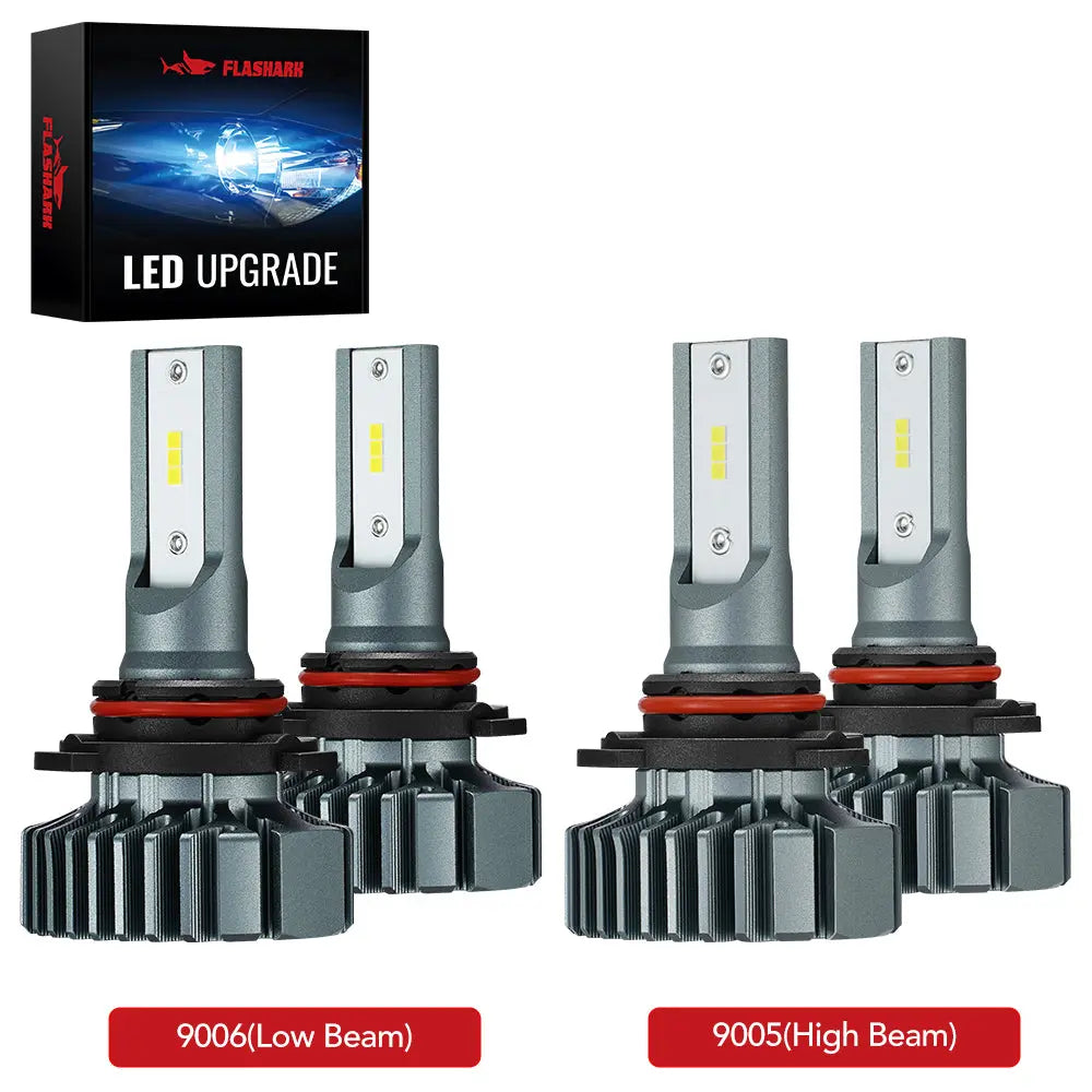 S1 9005/HB3 9006/HB4 120W 6000K 14000LM White IP67 LED Headlight Bulbs 2 Pairs Flashark
