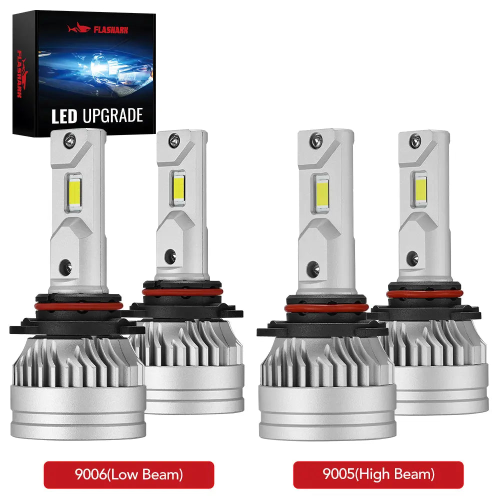 X3S 9005/HB3 9006/HB4 120W 6500K 22000LM White IP67 LED Headlight Bulbs 2 Pairs Flashark