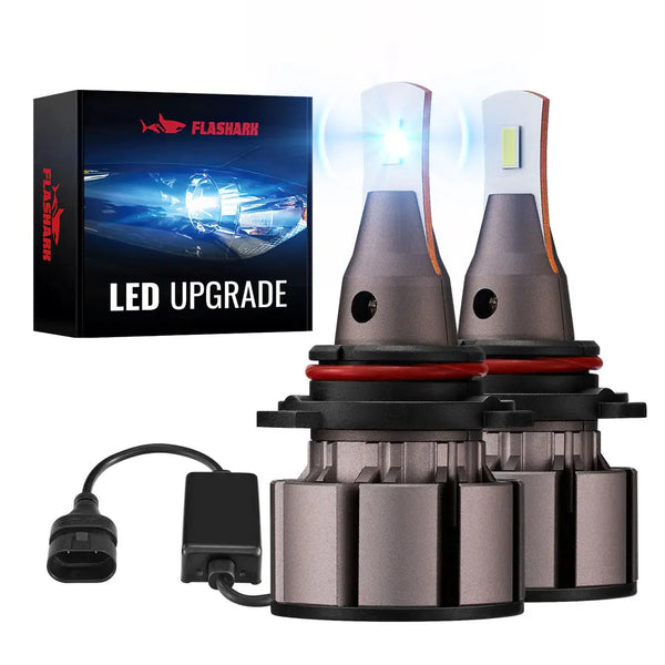 L2 9006/HB4 60W 6000K 18000LM White IP67 LED Headlight Bulbs 2Pcs Flashark