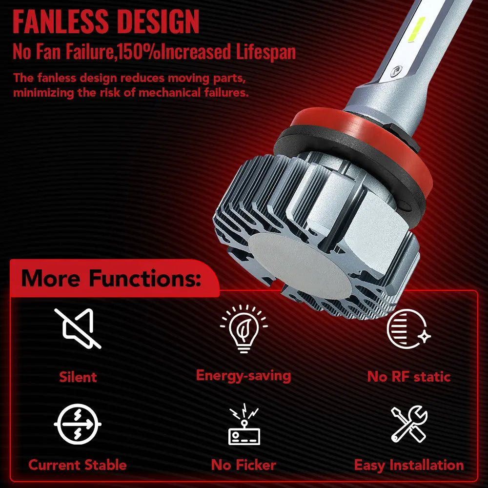 H11 H8 H9 LED Headlight Bulbs 60W 6000K ‎20000LM White 2Pcs for Chevrolet/Ford/Toyota/Dodge/GMC/Honda Flashark