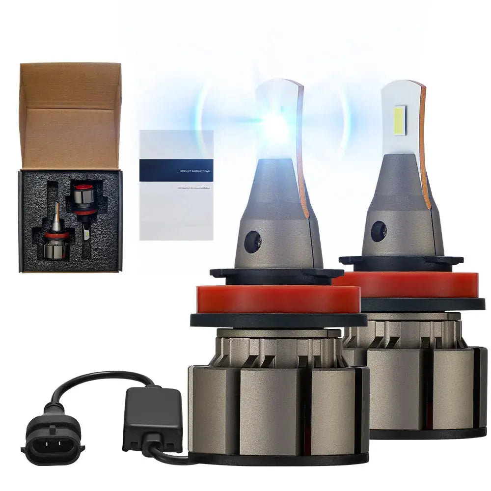L2 H11 H8 H9 LED Headlight Bulbs 100W 6000K ‎‎‎13000LM White 2Pcs | Flashark