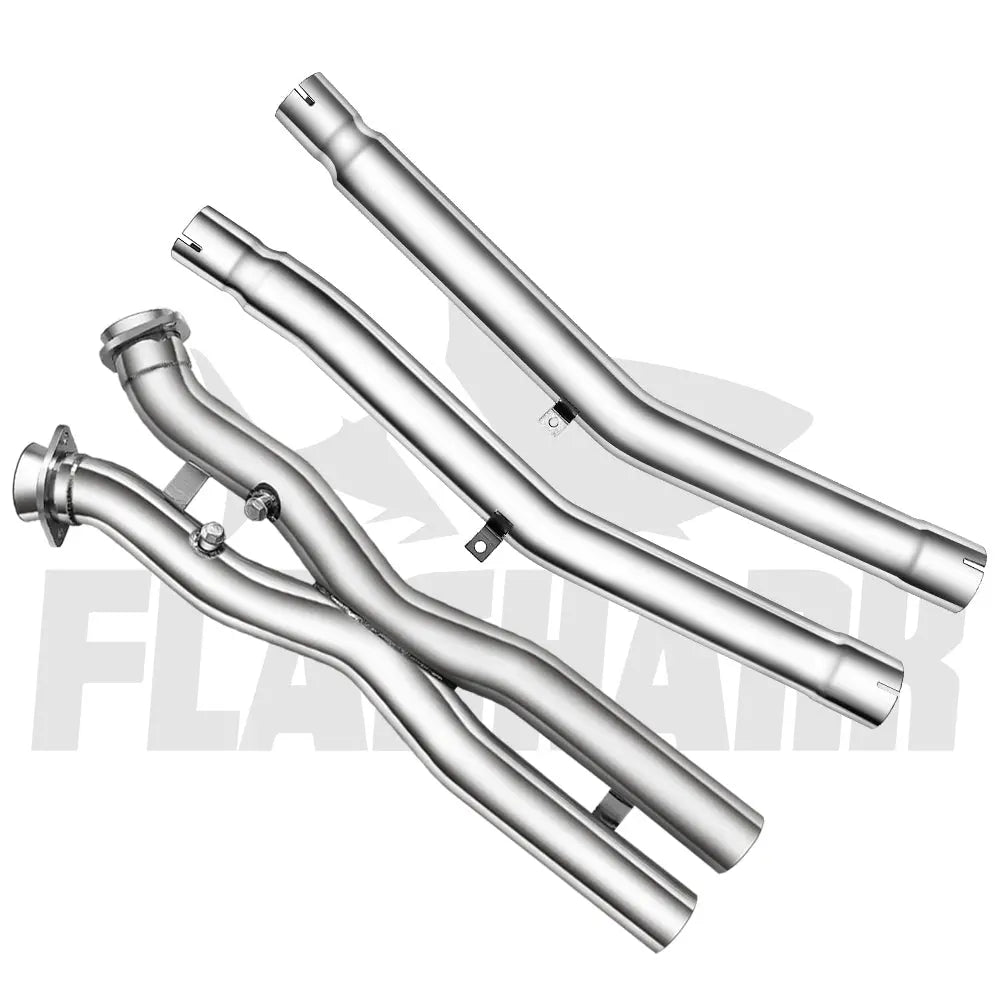 Long Tube Headers for 2005-2013 Chevy Corvette C6 LS2 LS3 V8 6.0L 6.2L 7.0L Cross X-Pipe Flashark