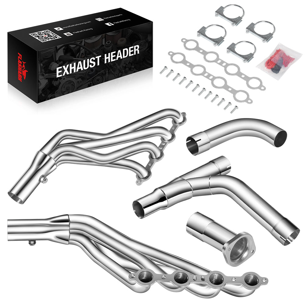 Long Tube Headers 4.8L 5.3L 6.0L for 1999-2006 Chevy/GMC GMT800 Silverado/Sierra/Avalanche 1500 Y-Pipe 2WD