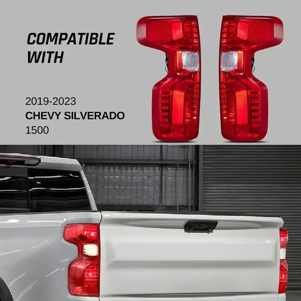 Tail Light Assembly Driver + Passenger (Left + Right) Set for 2019-2022 Chevrolet Chevy Silverado 1500 Flashark