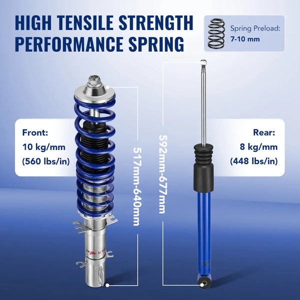 Coilover Shock Absorbers Struts 4PCS for 1997-2006 VW Golf 4/Golf 4 Bora/Variant (1J) Flashark