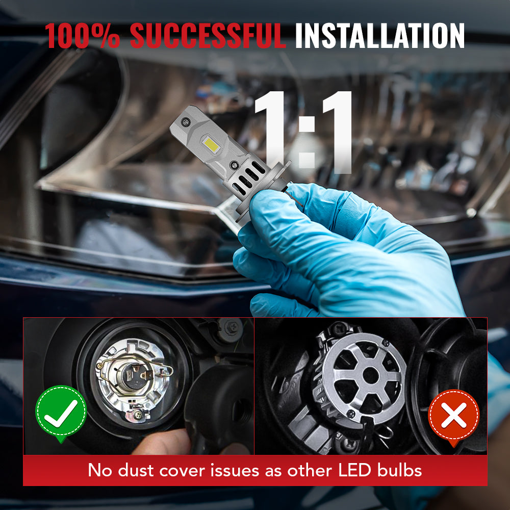 X3S H7 100W 6500K 24000LM White IP67 LED Headlight Bulbs 2Pcs