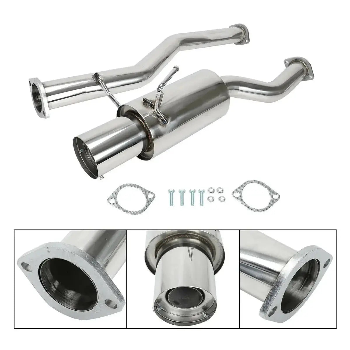 Exhaust Header/4.5" Single Tip 3" Pipe Catback Exhaust/Y Pipe Downpipe Exhaust for 2003-2006 Nissan 350Z 3.5L 2005, 2007 Infiniti G35 Flashark