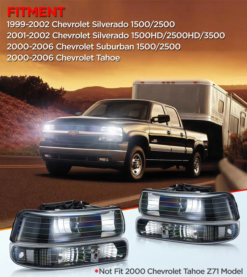1999-2002 Chevy Silverado/2001-2002 Chevy Silverado/2000-2006 Tahoe Suburban Headlight Assembly Flashark