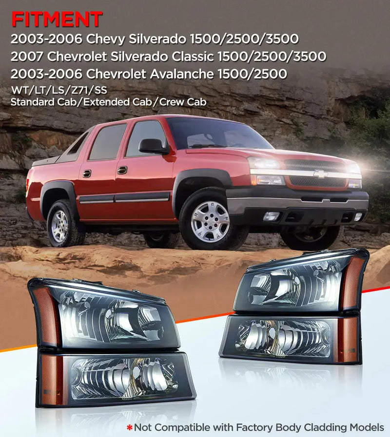 2003-2006 Chevy Silverado / Avalanche Headlight Assembly Flashark