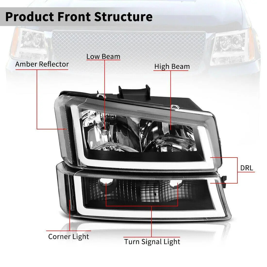 2003 2006 Chevy Silverado Avalanche Headlight Assembly Flashark