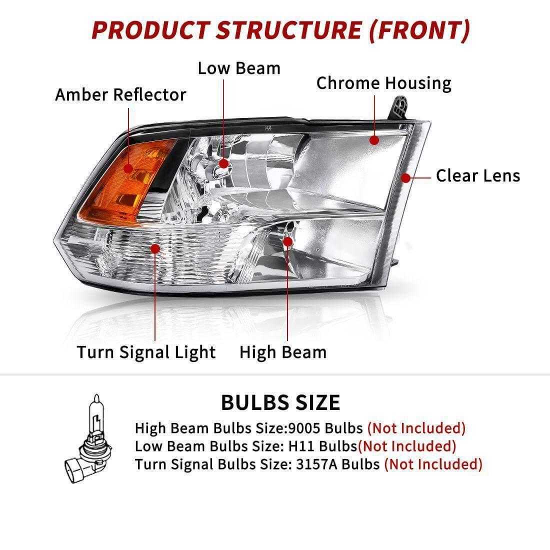 2009-2018 Dodge RAM 1500 2500 3500 Headlight Assembly - Flashark