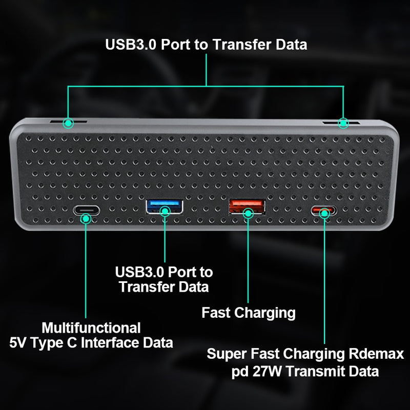 2021 Tesla Model 3/Y USB Hub 4-in-1 Center Console Adapter, Game & Boombox Music USB Hub Flashark