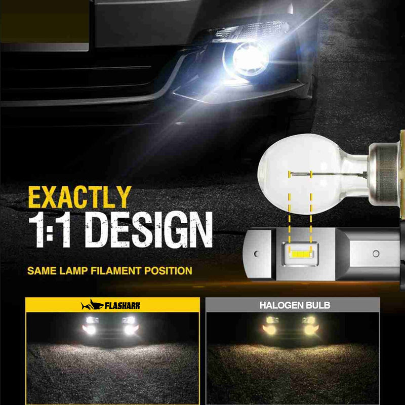 5202 PS24W LED Fog Light Bulbs 13W 6000LM 6000K | 2 Bulbs Flashark
