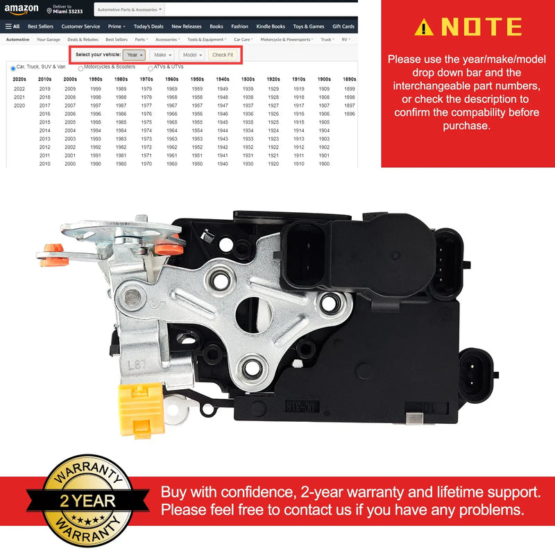 Door Lock Actuator for Chevy Escalade Silverado Avalanche Tahoe Sierra Yukon  931-318, 15053681, 15068499, 15110643 Flashark