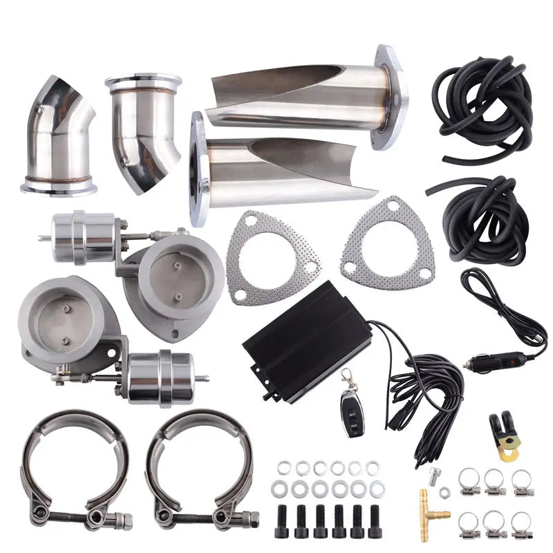 FLASHARK 2.5 Inch Stainless Steel Exhaust Cutout Be-Cut Pipe Kit Dual Flashark