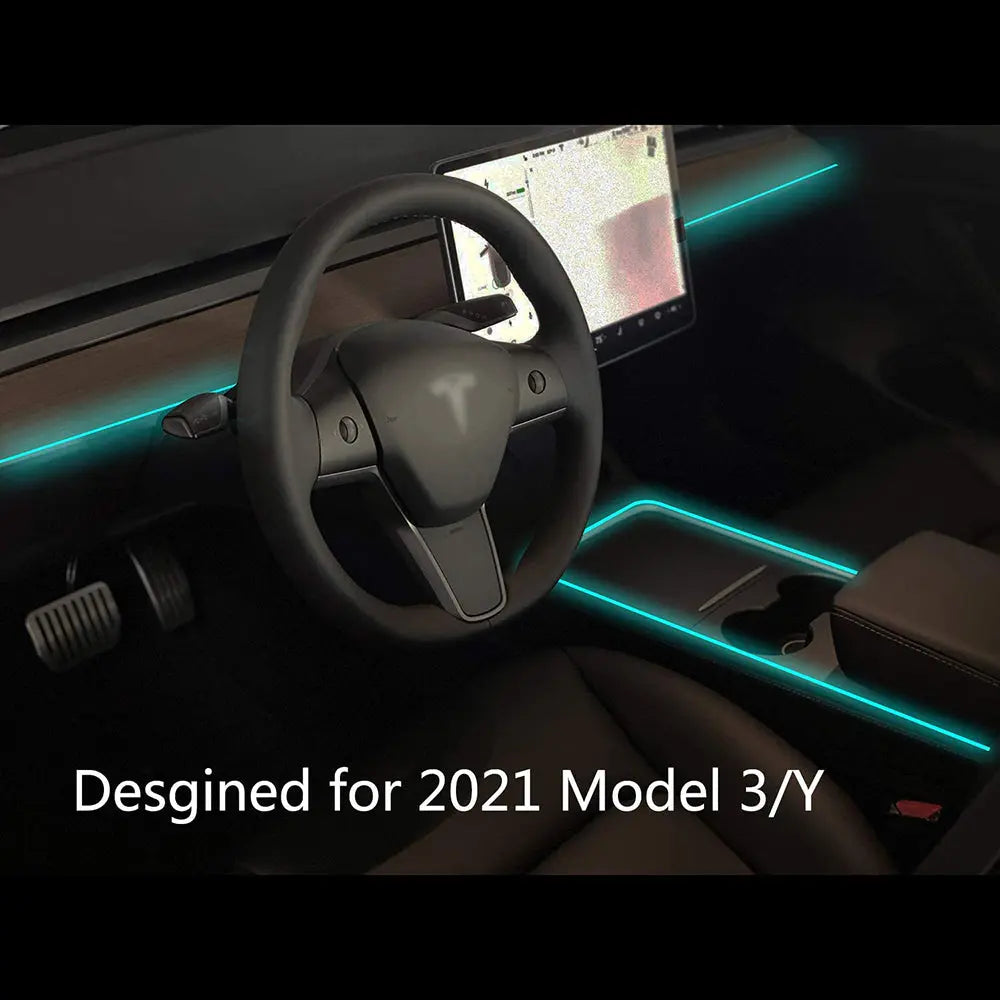 FLASHARK 2021 Tesla Model 3/Y Neon Light Tubes Center Console RGB Interior LED Strip Lights With App Controlled Decorative Lamp (2021Model 3/Y Center Console+Dashboard Light) Flashark
