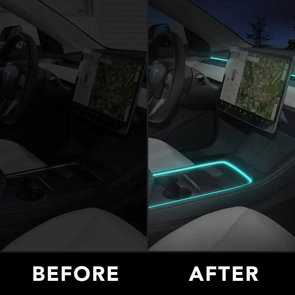FLASHARK 2021 Tesla Model 3/Y Neon Light Tubes Center Console RGB Interior LED Strip Lights With App Controlled Decorative Lamp (2021Model 3/Y Center Console+Dashboard Light) Flashark
