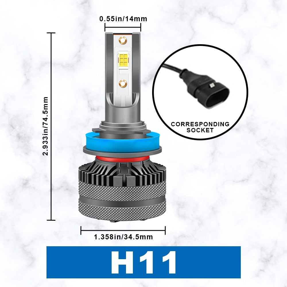FLASHARK 9005 H4 H7 H11 LED Headlight Bulbs ,60W，6000K White, 6400 LM Per Set, IP68 Waterproof, Super Bright and Penetration,Plug and Play, Easy Installation Halogen Replacement, Pack of 2 Flashark