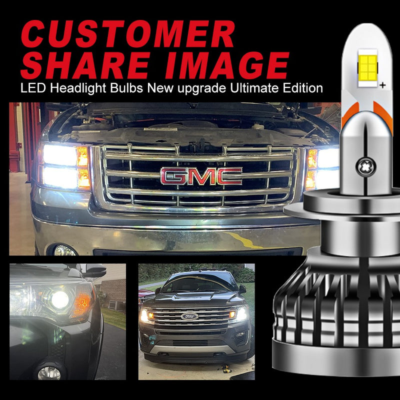 FLASHARK 9005/HB3 H4 H7 H11 H13 LED Headlight Bulbs , 80W，6000K  White, 6400 LM Per Set, Super Bright and Penetration,Plug and Play, Halogen Replacement DRL Bulbs 2 Packs Flashark