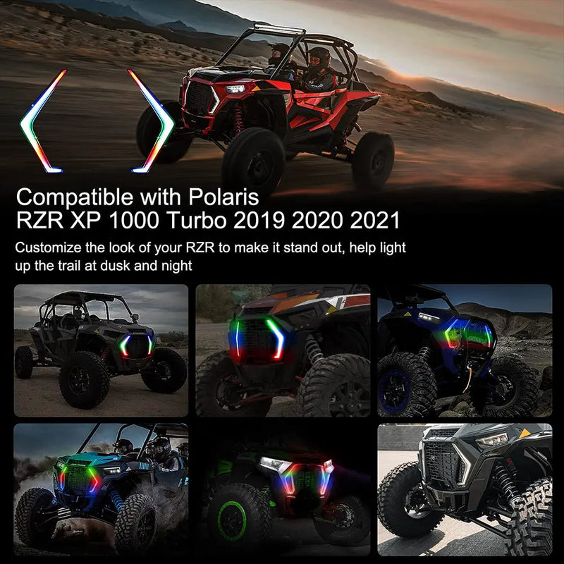 FLASHARK Adust Turn Signal Fang Light, IP67 RZR 1000 Fang Remote Control Spiral RGB Chase Light Compatible with 2019 2020 2021 Polaris RZR XP 1000 Turbo Flashark