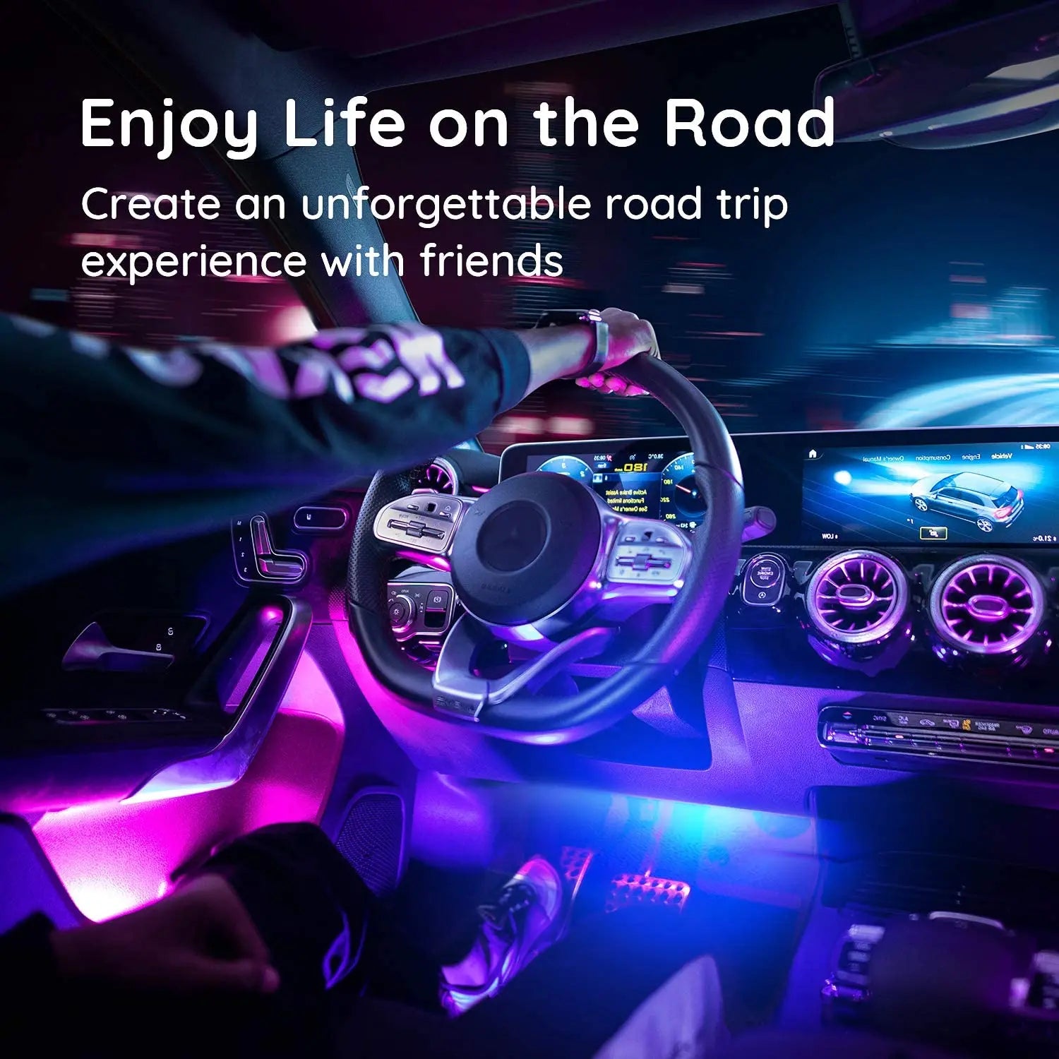 FLASHARK Car LED Strip Light, multi-color music car light strip with waterproof design under colorful lighting kit with voice control function and remote control Flashark