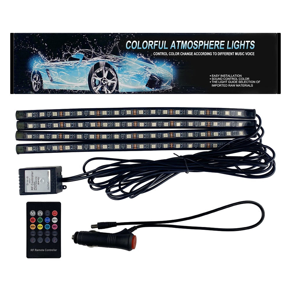 FLASHARK Car LED Strip Light, multi-color music car light strip with waterproof design under colorful lighting kit with voice control function and remote control Flashark