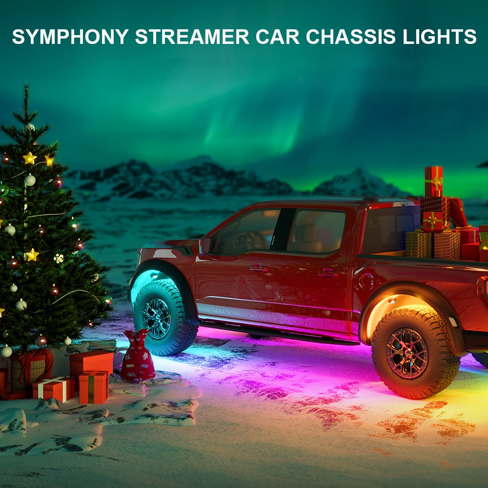 FLASHARK Car Magic Color Gradient RGB Led Lights Underglow Lights Strip Kit with App Control, Sound Active Function And Wireless Remote Control (4 PCs LED Chassis Light Strips w/ 6FT Extension Wire & Cable Tie) Flashark