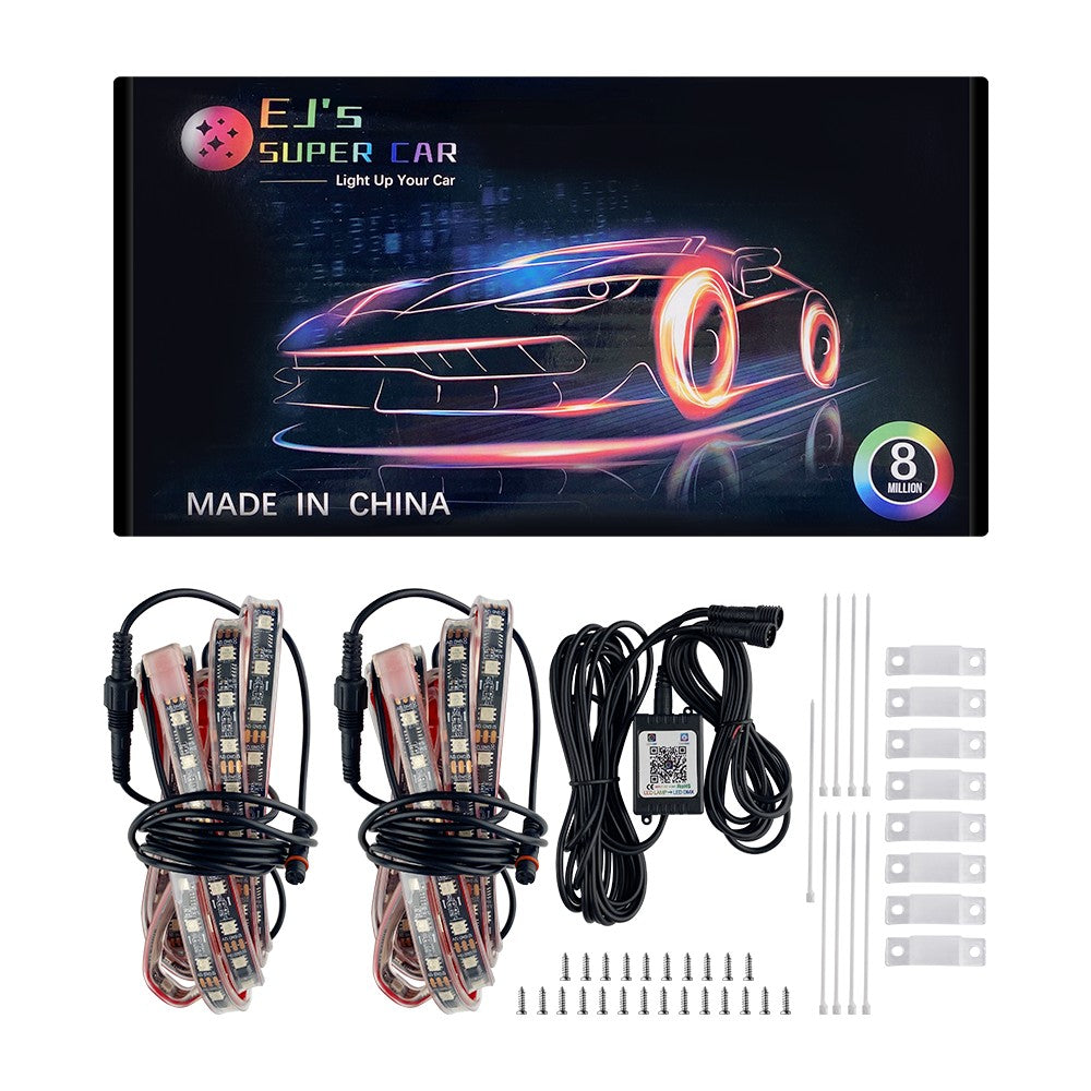 FLASHARK Car Magic Color Gradient RGB Led Lights Underglow Lights Strip Kit  with App Control, Sound