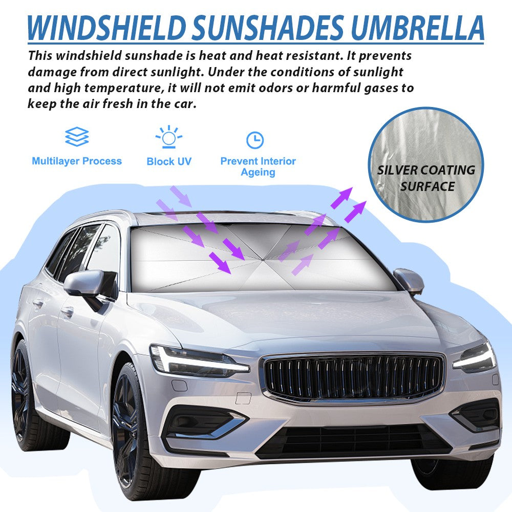 Foldable Car Windshield Sun Shade Umbrella Anti-UV Visor Coated Silver  Version - Flashark