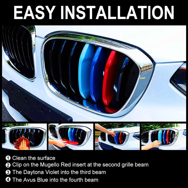 FLASHARK M-Colored Stripe Grille Insert Trims Compatible with BMW 11-20 X3 X4 Standard Kidney Grille Flashark
