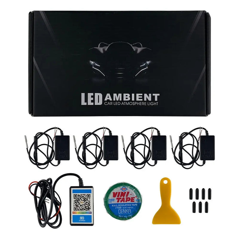 FLASHARK New 64 Color Thread Free Car Atmosphere Light with Door Handle Light, Colorful Cold Light, Mobile Phone APP Control Flashark