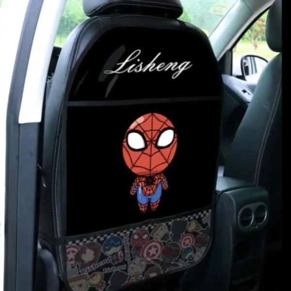 FLASHARK Seat Protector Mat Backseat Child Kick Guard Premium PU Material Spider Man Flashark