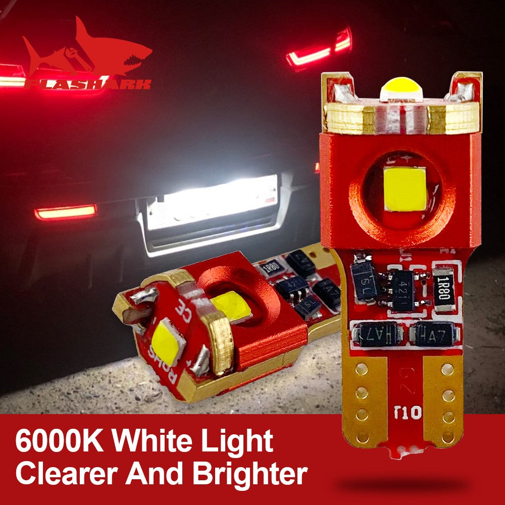 FLASHARK T10 LED License Plate Light , 15W, 6000K White, 2600 LM Per Set,Waterproof, Super Bright ,Plug and Play, Glove Box Lights,Trunk Lights,Dome Light 2Pack Flashark